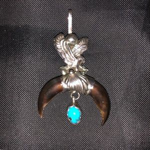 Native American pendant horn eagle turquoise drop